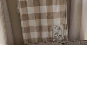 Plaid Throw Blanket with 'Home Sweet Home' Patch